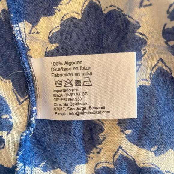 Blue & White Patterned Blouse - Vintage Ibizq - Sz M - Picture 7 of 7